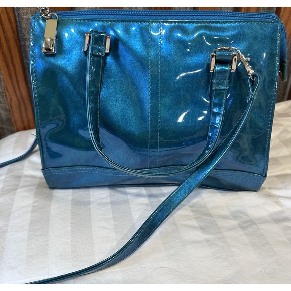 Acorn Handbags - Vintage Shiny Plastic Y2K Style Women's Bag purse strap Turquoise